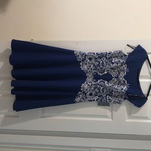 Tadashi knee length navy lace dress
